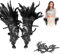 Yootiko Karneval Schwarz Feder Handschuhe,Schwarze Federn Manschetten Armbänder Pfau Accessoires mit Augenmaske Pfau Kostüm Damen Federarmband Gothic Accessoires Black Swan Kostüm Black Swan Kostüm