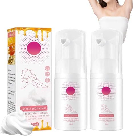 Body Haarentfernung Schaum, 2 Stück Haarentfernung Schaumspray, Extra Sanfte Bienenwachs Haarentfernungscreme mit Pflanzen Formel, Schnell & Effektiv Enthaarungscreme für Achselhöhlen Arme Bikinizone