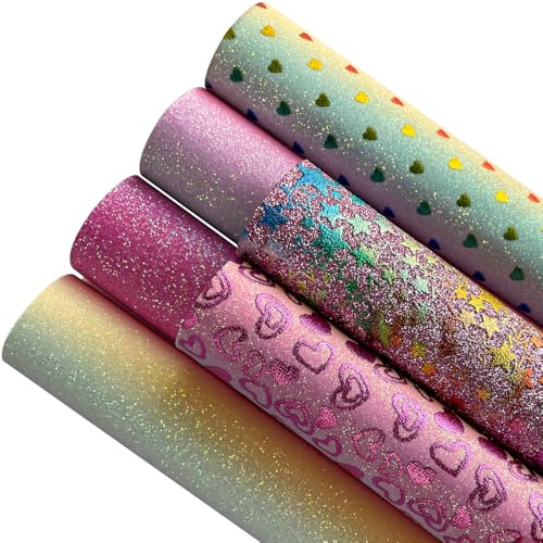 6 Stück Glitzer-Stoff 21 x 30CM Chunky Glitter Lederblätter für Schleife DIY, Entworfen für Basteln, Nähen, DIY Handwerk Projekte Bastelarbeiten, Schleifen, Ohrringe (Glitzer-Muster)