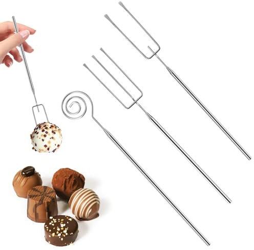 3 Stück Schokolade Pralinengabel,Pralinengabel Set,Edelstahl Schokolade Pralinen Besteck,DIY Schokolade Gabel Für Candy Fondue Gabel Grillgabel Backzubehör