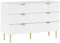 HOMCOM Commode 6 tiroirs Commode Chambre Meuble de Rangement Moderne avec poignées et Pieds dorés, pour Chambre à Coucher, Salon, dim. 120 x 40 x 76,5 cm, Blanc