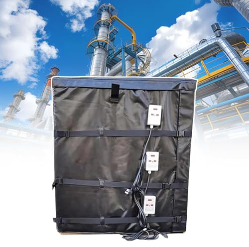 HCAUYNN 1000 Litre Ibc Tote Heater Jacket Heating Blanket With Overheating Protection,Oil Drum Heaters With Detachable Insulation Covers,110V-Black