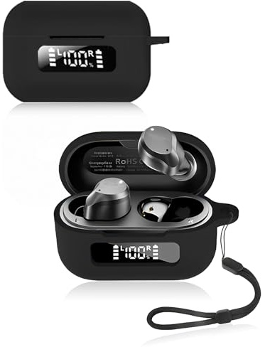 Funda protectora para auriculares inalámbricos TOZO NC9 2024, funda de silicona suave impermeable, a prueba de golpes y resistente a los arañazos, ideal para protección diaria, color negro