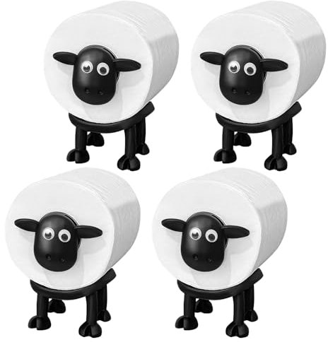 AVCXEC 4 Stück Toilettenpapierhalter mit Schaf für 42mm Rollen, Schaf Klopapierhalter, Klopapier Aufbewahrung Lustig, Klorollenhalter Schaf, Toilettenpapier Halter Schaf für Deko Geschenk