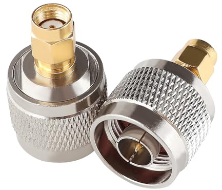 KUOQIY 2 PCS Copper N-Type to RP-SMA Adapter, N Male to RP-SMA Male Coax Connectors, for WiFi Antenna Broadcast Radio