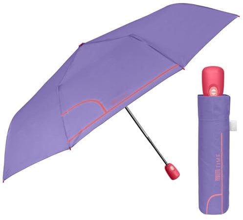 Ombrello Mini Pieghevole Donna - Ombrellino Leggero Compatto Portatile da Borsa Viaggio - Apertura e Chiusura Automatica - Antivento Resistente con Fibra di Vetro - Perletti (Viola)