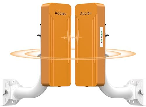 AdaLov Puente Inalámbrico WiFi Exterior Gigabit para Exteriores: Doble Banda 2.4GHz y 5.8GHz, WiFi Bridge Punto a Punto CPE469 con Soportes, Alcance de 3KM, Extensor de Red para graneros/Tienda/Garaje