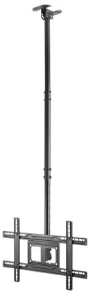 Soporte para TV y Monitor de Techo, Gira, Inclinado, Capacidad de 50 kg, Compatible con Pantallas de 37 a 80 Pulgadas, Color Negro. Ideal para Ahorrar Espacio.