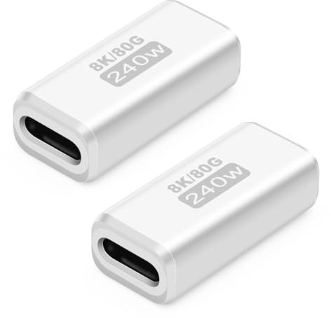 Seminer Coupleur USB C Femelle vers Femelle (2 Pack), USB4.0 Type-C 80Gbps 240W Connecteur de Transfert de Données Compatible pour iPhone 16/15, Samsung, MacBook et d'autres appareils USB-C