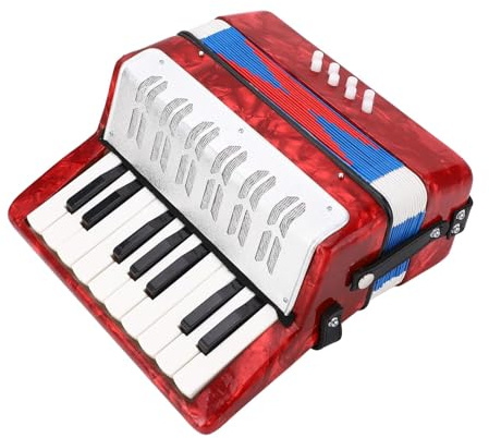 TIKATARER Akkordeon, Kinder Akkordeon 8 Bass Button 17 Keys Klavier Konzertina Kinder Musikinstrument, Mini - (Rot)