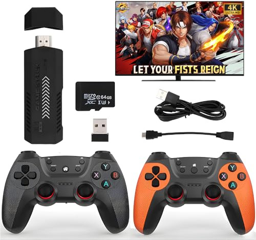 Ahuamty X2 Pro Retro Game Stick 4K HDMI Console de jeu : plus de 40 000 jeux préchargés | Fonctionnalités d'aide au jeu améliorées | Plug & Play | Contrôleurs de stick pour les joueurs rétro familiaux