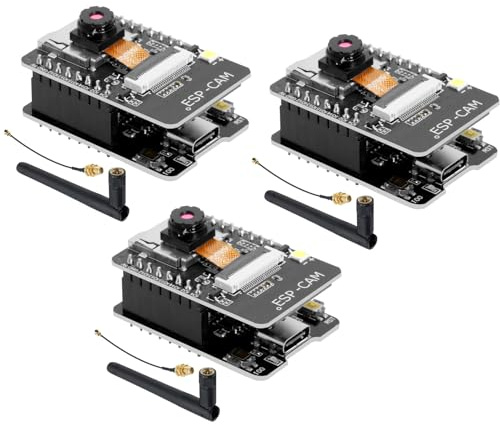 AYWHP 3 PCS ESP32 CAM WiFi Bluetooth Board,ESP32 CAM MB Entwicklungsplatine Dual-Core mit Kamera OV2640 + 2,4 G Antennen IPEX, Type-C, mit Steckplatz für TF-Karte, kompatibel mit Arduino