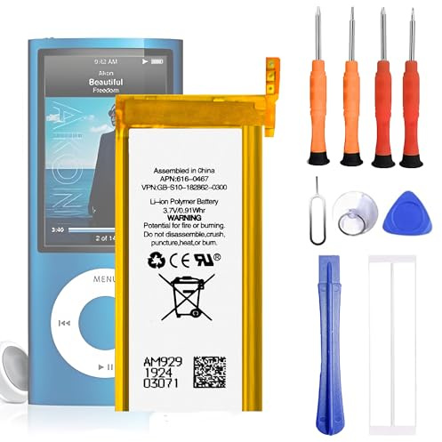VUXYIT 616-0407 Compatible with iPod Nano 5th A1320 Replacement Battery for with Repair Tool Kit