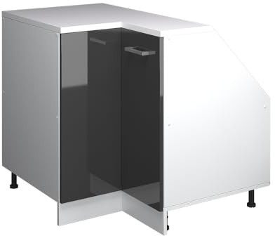 Vicco Eck-Küchenschrank für Dachschrägen R-Line, Anthrazit Hochglanz, 75.6 cm mit 1 Tür, Schrankkorpus 60 cm Tiefe, zur freien Kombination innerhalb modularer Küchensysteme