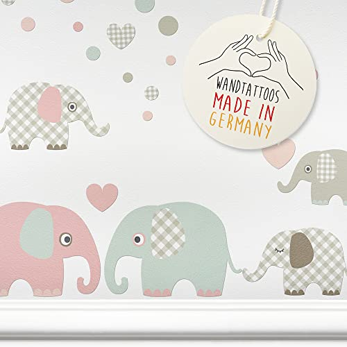lovely label Wandtattoo Kinderzimmer I Made in Germany I Babyzimmer Deko I Design Wandsticker Mädchen & Junge I Elefanten I Taupe Mint Nude