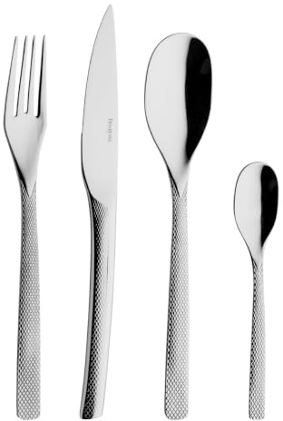 Guy Degrenne Guest Star Ménagère 24 Couverts Inox 18/10 | 24 Pièces Monobloc en Acier Inoxydable 18/10 pour 6 Personnes, Couteaux Lame Scie, Compatible Lave-Vaisselle, Finition Miroir