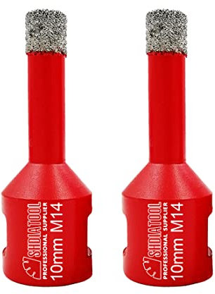 SHDIATOOL Dry Diamond Drill Core Bit 2pk Diameter 10mm Vacuum Brazed Drilling Porcelain Tile Granite Marble