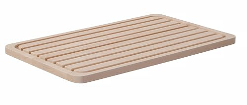 HENDI Schneidebrett, doppelseitig, glatte Seite mit Saftrille, geriffelte Seite, Brotschneidebrett, Holzschneidebrett, Servierbrett, Küchenbrett, GN1/1, 530x325mm, Buche Massivholz