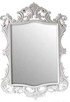 GICOS SRL Specchio in Legno Rettangolare 43 * 2 * 60 cm da Parete Bianco Shabby Chic MOG-715457
