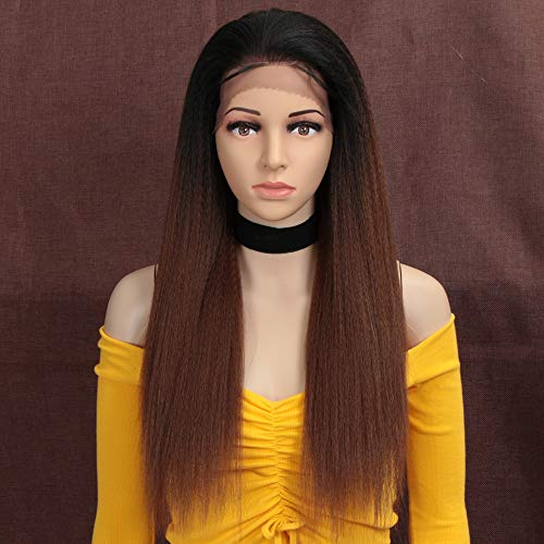 Style Icon Lace Front Perücken wigs 60cm große Tüll YAKI gerade synthetische Haare Perücke Free Part Perücke für Frauen hitzebeständige Fasern