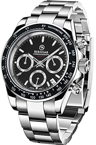 BERSIGAR Mechanische Herrenuhren Automatik Uhr Beobachtet Armbanduhr Analoge 100M Wasserdicht der Männer Taucher Saphirglas Edelstahlband Kalender Metall-Armband Elegantes Geschenk Uhren für Herren