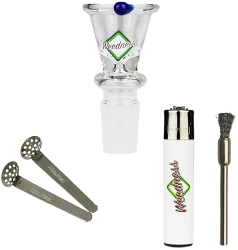 Weedness Bong-Glass-Bowl 14.5 mm Funnel 4 Piece Set - Glass Head Adapter Chillum Tube Adapter Accessories Pipe Parts Water