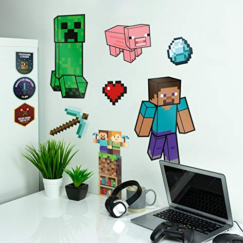 Paladone Minecraft Decals Wandaufkleber aus Vinyl, ablösbar, 4 Bögen