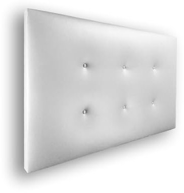 Silcar Home - Cabecero de Cama Carlo 115 Blanco - Estructura de Madera, Tapizado en Polipiel, Diseño Moderno con Dos hileras Botones, Fácil Instalación - Polipiel Blanco, 115 cm