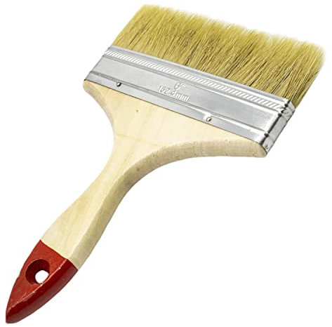 CABLEPELADO Paletina Pintura | Brocha Pintura | Pincel Pintura | Mango Madera Color Rojo | Doble cerda | Apto para Mueble, Paredes, Vallas | 150 mm Ancho cerda