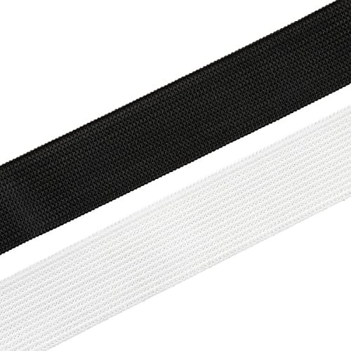 Realm Flat Elastic Band Black & White Sewing Crafts DIY Stretch (1/4 inch, 3/8 inch, 1/2 inch, 1 inch) (White, 1 Inch - 5m)