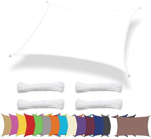 Lingle888 Sonnensegel Sonnenschutz Sonnendach Wasserdicht 98% UV-Schutz Balkon Viereck Rechteck Quadrat Winddicht 8Tage Transport 420D 10Farbe 25Größe (2x3.5, Reines Weiß)