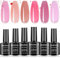 KRISNICE Jelly Gel Nail Polish Set Sheer Nude Pink Polish Crystal Transparent Gel Polish Kit Nail Art Varnish Manicure Collection Gift Set (KBT6-003)