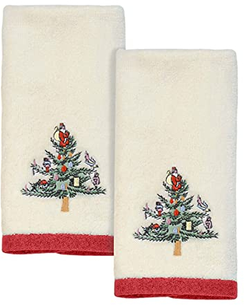 Avanti Linens Spode Christmas Tree Collection, 2-teiliges Fingerspitzen-Handtuch-Set, Mehrfarbig