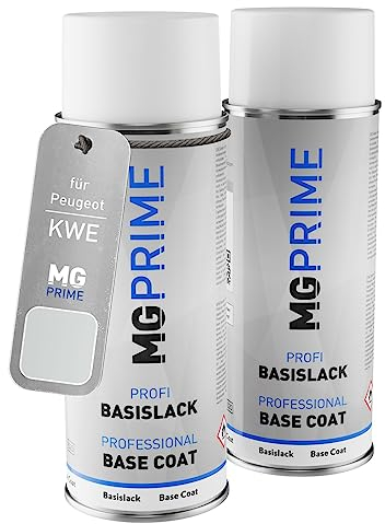 MG PRIME Peinture voiture Bombe aérosol de pour Peugeot KWE Blanc Nacre/Pearl White couche de fond, de base, bombe aérosol 400ml