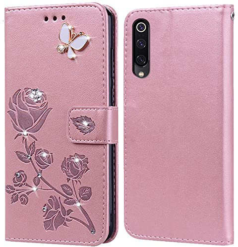 PKQTOP Hülle für Xiaomi Mi 9 Lite Handyhülle,Klappbar Tasche Case,Standfunktion,Kartenfach,Silikon Bumper,Stoßfeste Schutzhülle Cover für Xiaomi Mi 9 Lite