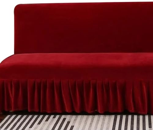 WOYAOFEI Couch Uberzug/Sofabezug Ohne Armlehnen Sofa Überwürfe Armless 3/2/1 Sitzer Sofabezug Armlose Sofabezüge Grau Hellgrau Stretch Futon Sofahusse Protector Spandex Armless Schlafsofa-Bezüge
