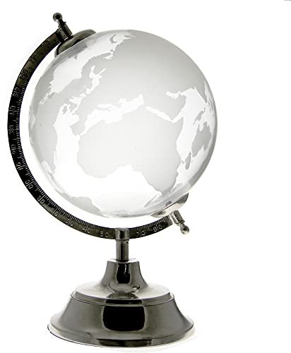 The Royal Family - Mappamondo in cristallo con base in autentico argento sheffield