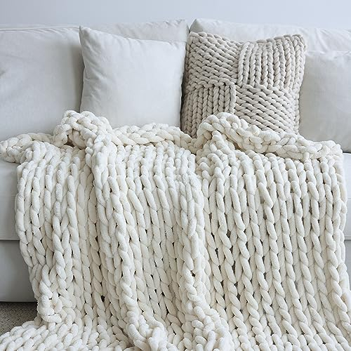 Maetoow Chenille Grobstrick-Decke, Überwurf, 101,6 x 127,7 cm, handgefertigt, warme und gemütliche Decke, Couch, Bett, Heimdekoration, weiches, atmungsaktives Fleece, Bankett, Weihnachten, Dicke und