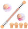Nail Art Brosse Éponge, Double tête brosse éponge Outil avec 4 têtes de Brosse de Rechange, Sponge Gradient Outil Nail Art ongles Ongles Accessoires (Orange)