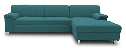 DOMO. collection Ecksofa Junin, Sofa in L-Form mit Schlaffunktion, moderne Couch, Polsterecke, Eckcouch, 251 x 150 cm, petrol