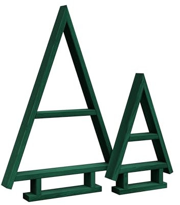 Floranica Handgemacht Holz Baum Weihnachtsbaum Tannenbaum - 2er-Set - Grün Weihnachtsdeko Holzweihnachtsbäume Weihnachten Christbaum aus Holz zum Dekorieren Weinachtsdekorationen