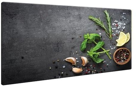 Herdabdeckplatte Abdeckung Ceranfeld Abdeckplatte Schneidebrett 1-Teilig 80x52 Gewürze Grau Mehrfarbig Spritzschutz Glasplatte Ceranfeldabdeckung Schutz Herdschutz Sicherheitsglas Glasschneidebrett