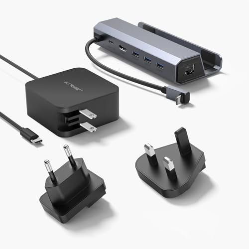 JSAUX Docking Station and 45W Charger Compatible with Steam Deck, 6-in-1 Steam Deck Dock with HDMI 2.0 4K@60Hz, Gigabit Ethernet, 3 USB-A 3.0 and USB-C Charger Compatible with Valve Steam Deck-HB0603