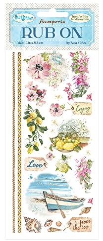 Stamperia DFLRB16 Rub On-Blue Dream, Multicolour, 10.16 cm x 21.6 cm