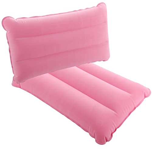 SUTAFOR Aufblasbares Kissen 2 Stück Campingkissen Reisekissen Leichtes Kopfkissen Beflockung Sitzkissen für Strand, Outdoor, Wandern 44x28 cm Rosa