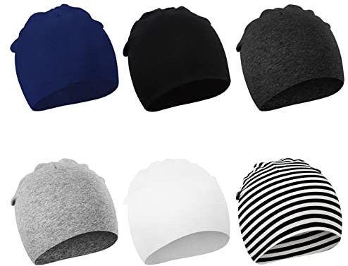 DRESHOW 6 Stücke Unisex Mütze Hut Junge Mütze Frühling Mützchen Kleinkind Wendemütze Jersey Slouch Beanie Bekleidung Unisex Infant Hut Kindergarten Mütze