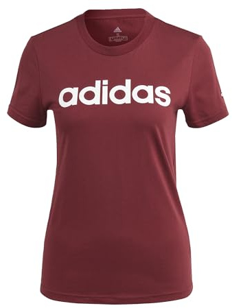 Adidas Damen Essentials Slim Logo Tee, Shadow Red/White, M