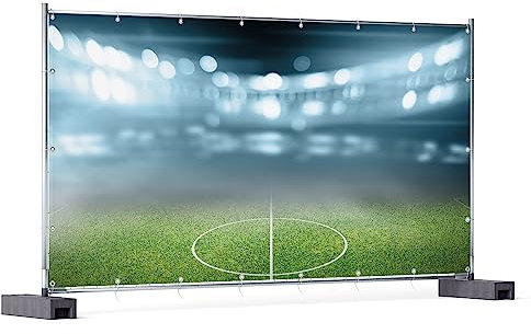 Wallario XXL Outdoor-Poster für Garten oder Balkon Fußball Stadion Mittellinie II, Motivbanner Größe: ca. 340 x 173 cm, Outdoor-Bild