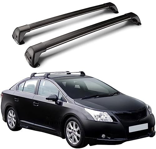 HYGGLY 2 Stück Auto Dachträger für Toyota Avensis Estate T27 2009-2019, Top Crossbar Aluminiumlegierung Dachgepäckträger Querträger Dachgepäckablage Relingträger Zubehör,Black/a