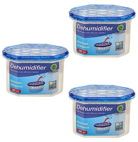 ARIANA HOMEWARE® Disposable Dehumidifier Condensation Absorber 500ml - Prevent Damp, Mildew & Mould | Interior Moisture Remover for Home, Wardrobe, Bedroom, Bathroom, Caravan and Garage - Pack of 3